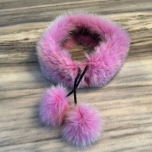 MITCHIE’s MATCHINGS Fox fur collar wrap with Pom poms